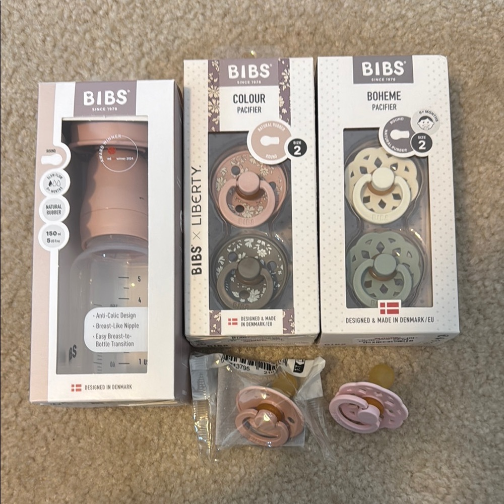 BIBS pacifier and bottle bundle NEW